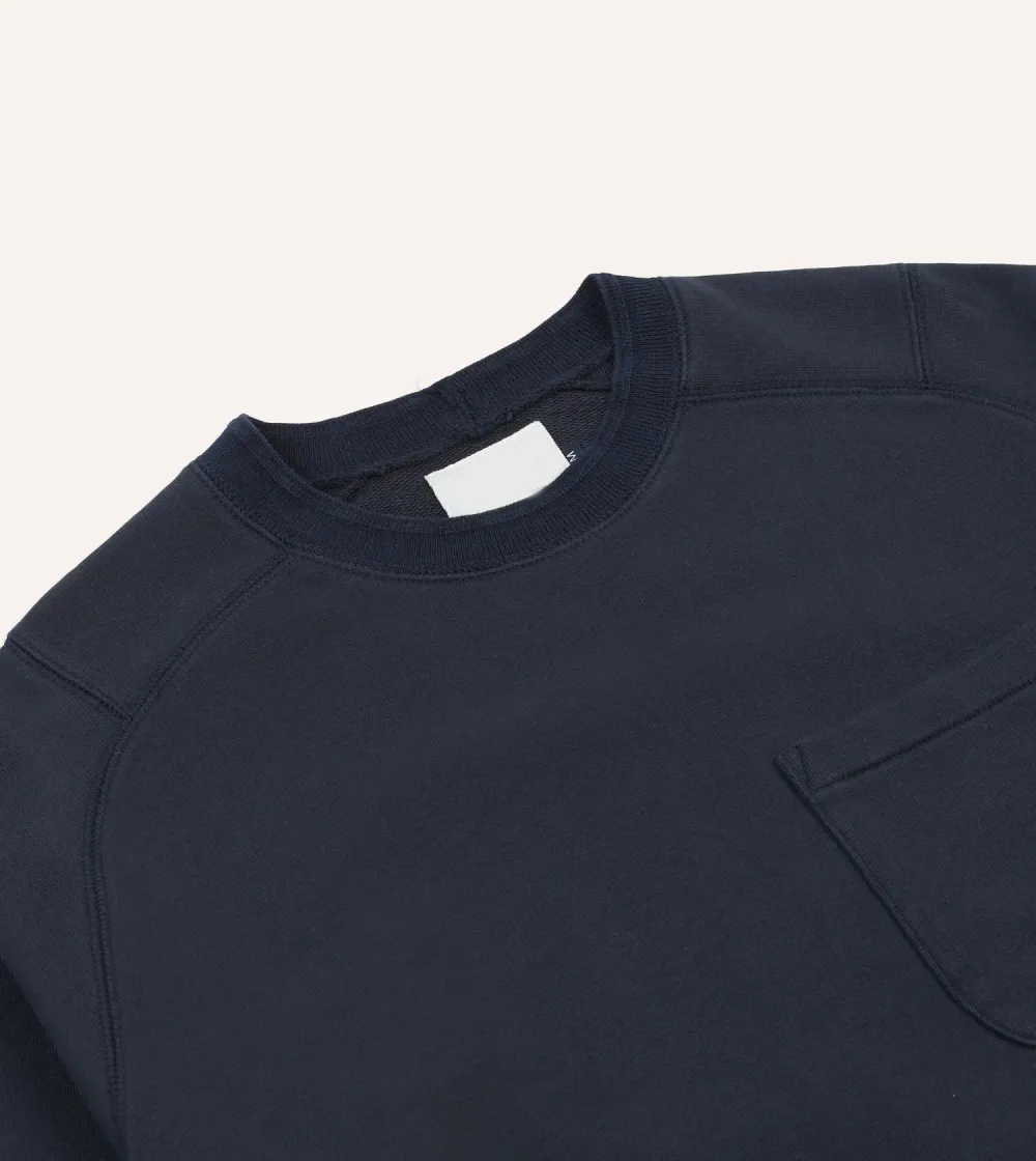 Navy Heavy Cotton Crew Neck Hiking T-Shirt Plain