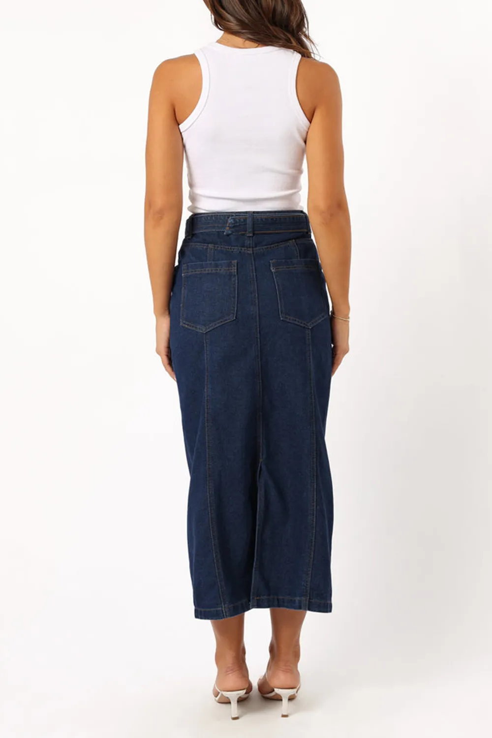 COMFORTABLE MIDI DENIM SKIRT