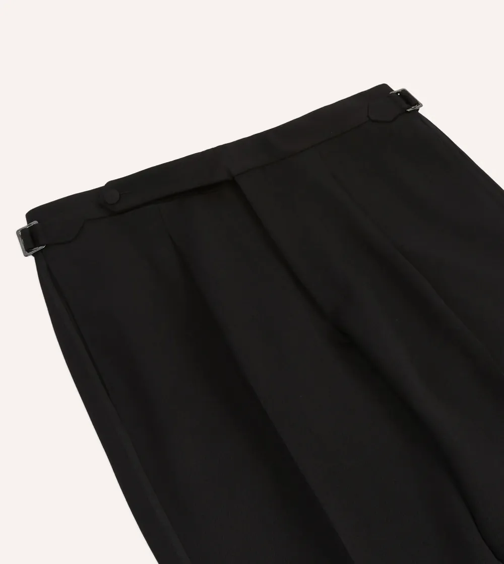 Black Pleated Straight Leg Trousers