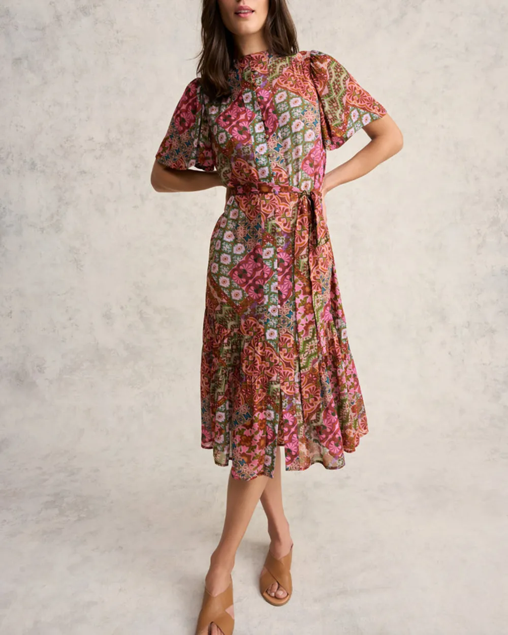 Georgette Flutter Sleeve Dress