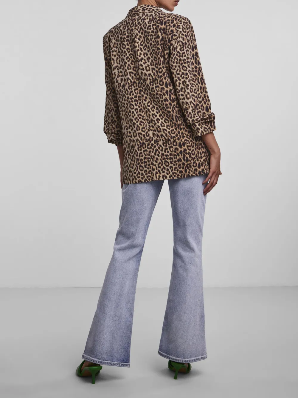 Animal Leopard Print Loose Wrinkle Sleeve Work Jacket