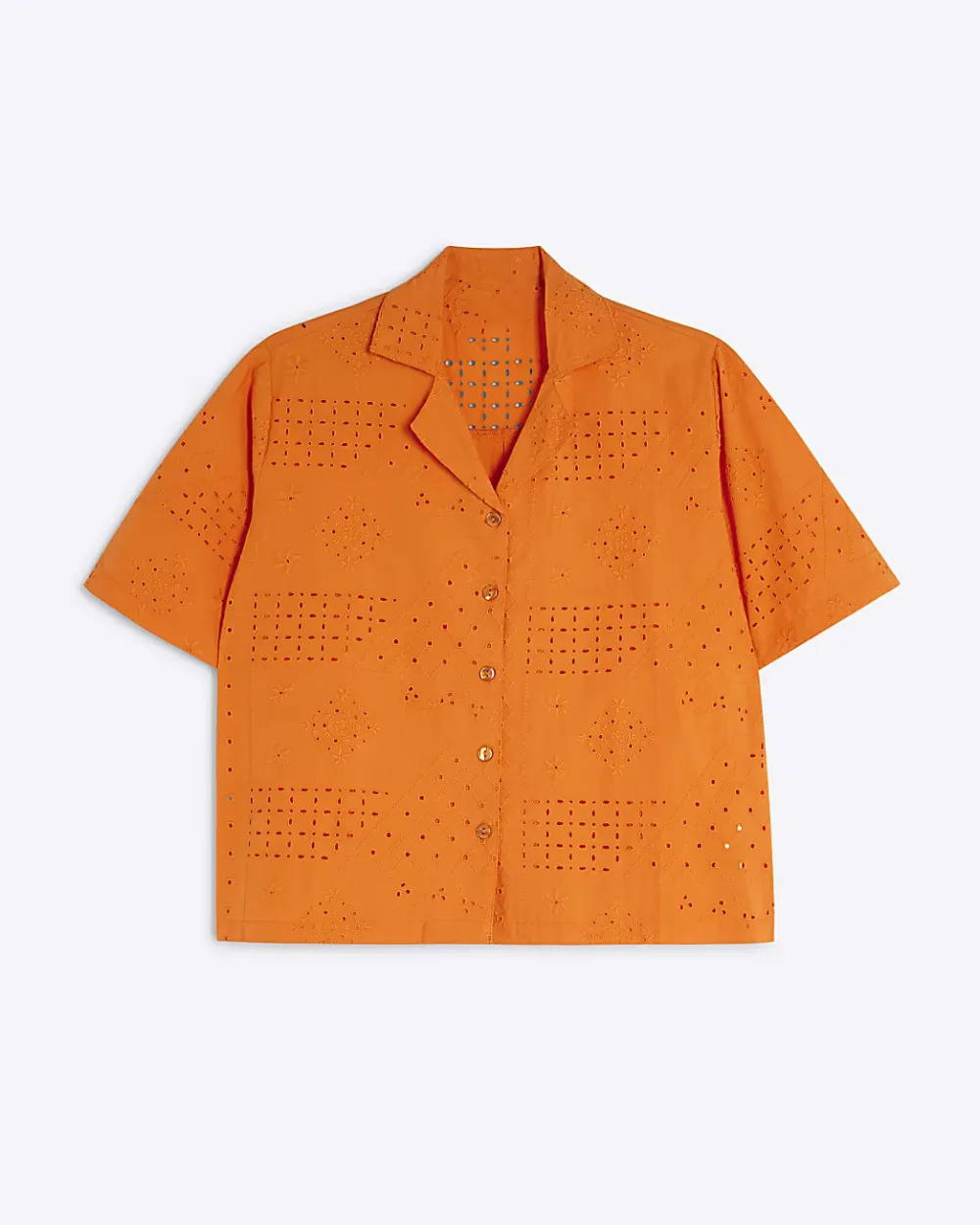 Orange Small Cutout Cotton Shirts