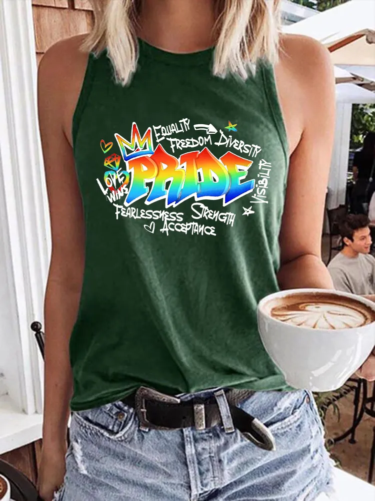 Women's Gay Day Pride Day Crew Neck Vest