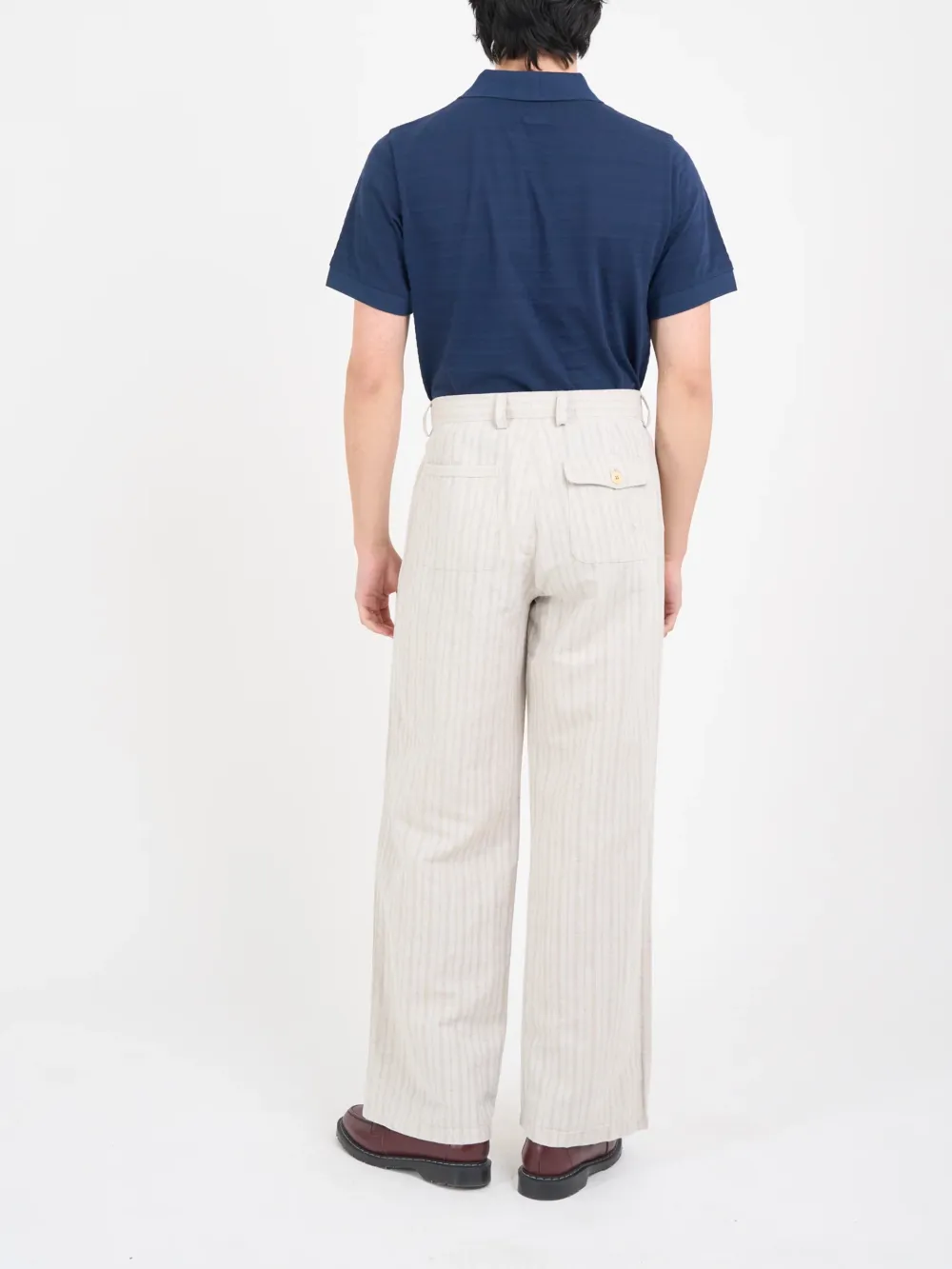 Sand Wide-Leg High Waisted Lightweight Cotton-Linen Trousers