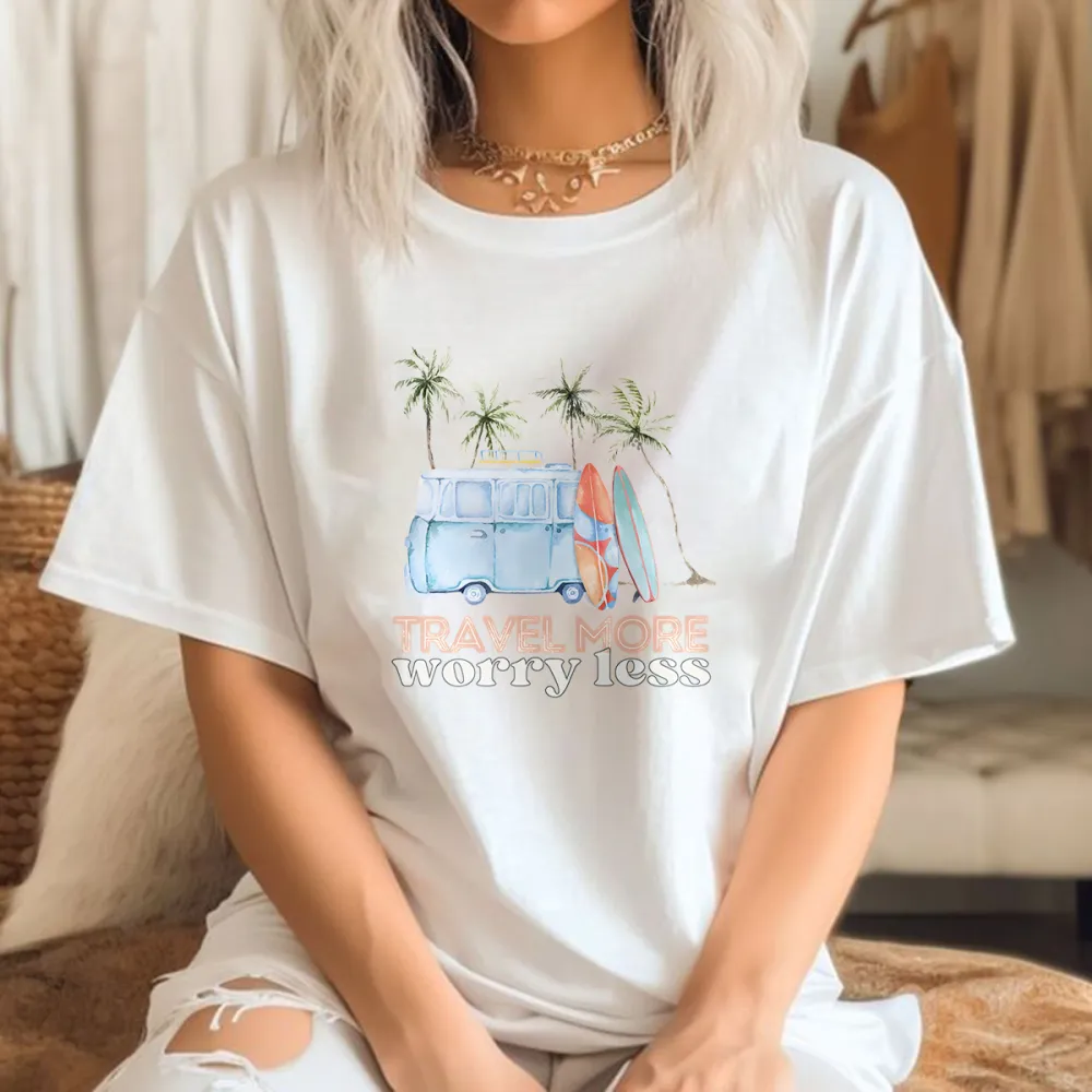 Travel - Inspired Beach Scene Printed T - shirt
