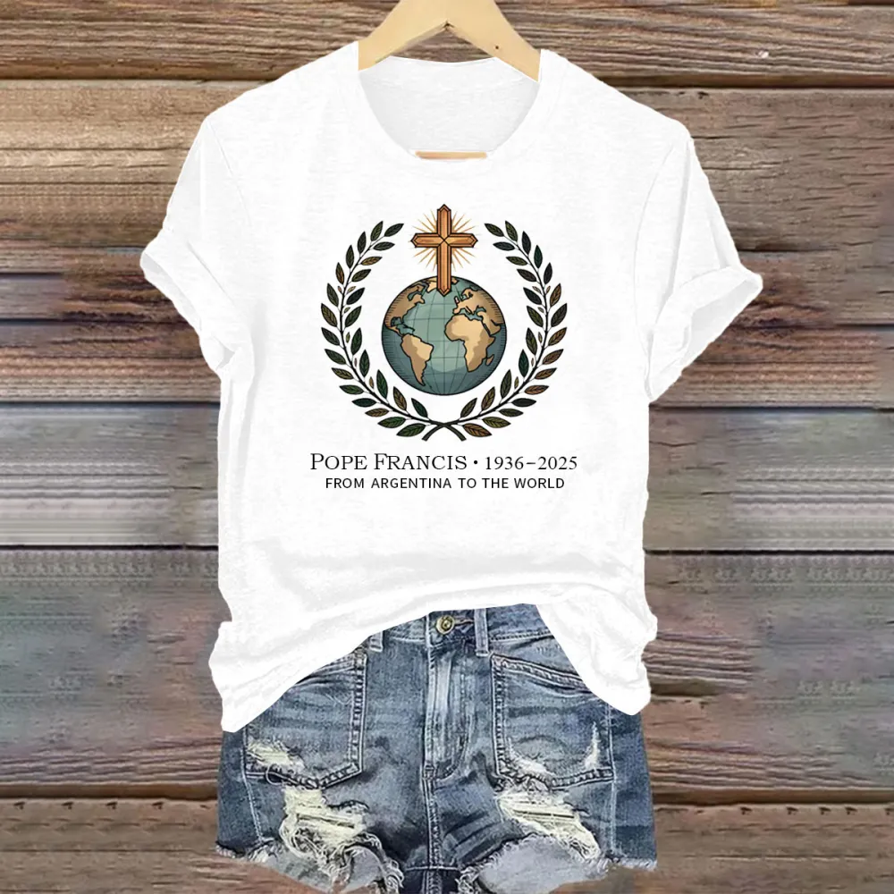 Women's PF 1936-2025 From Argentina To The World Print Short Sleeve Round Neck Cotton T-Shirt