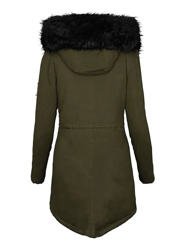 Women's Winter Coat Fleece Lined Puffer Jacket Drawstring Hooded Parka Thermal Warm Heated Jacket with Poackets Fall Long Coat Windproof