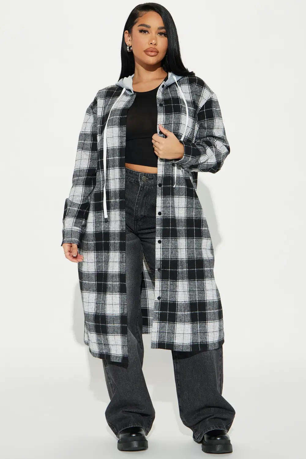 In The Night Plaid Shirt - Black/combo