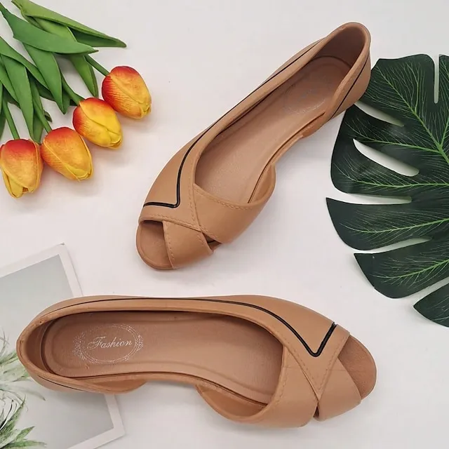 Women's Sandals Boho Bohemia Beach Daily Walking Summer Flat Heel Peep Toe Casual Comfort Minimalism EVA Loafer Striped Black White Brown