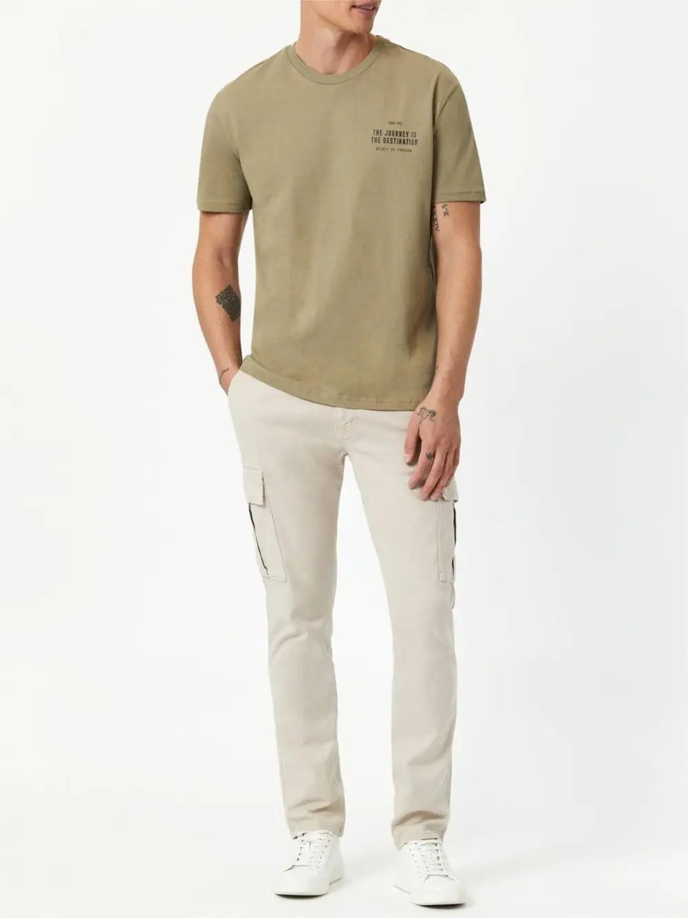 Olive Green Short - Sleeve Printed Tee