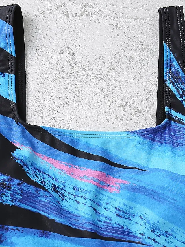 Women's Swimwear One Piece Monokini Bathing Suits Normal Swimsuit Tummy Control Hole Stripe Pink Royal Blue Blue Sky Blue Gray Scoop Neck Bathing Suits Sports Vacation Fashion