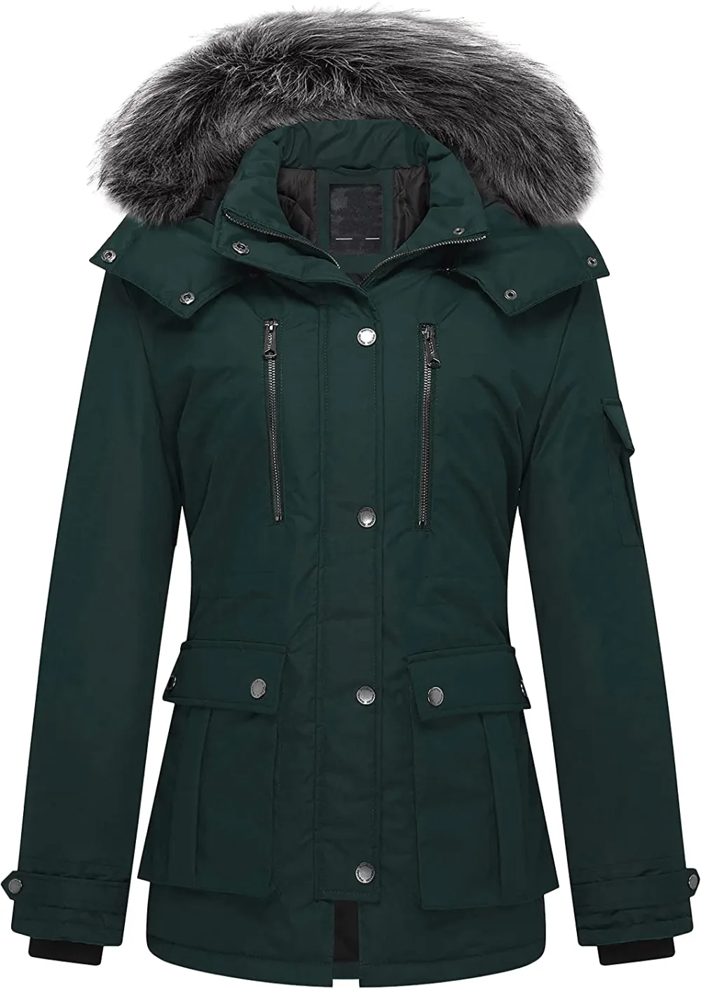 Women's Winter Coats Fleece Parkas Anoraks Hooded Military Jacket Coats M Black