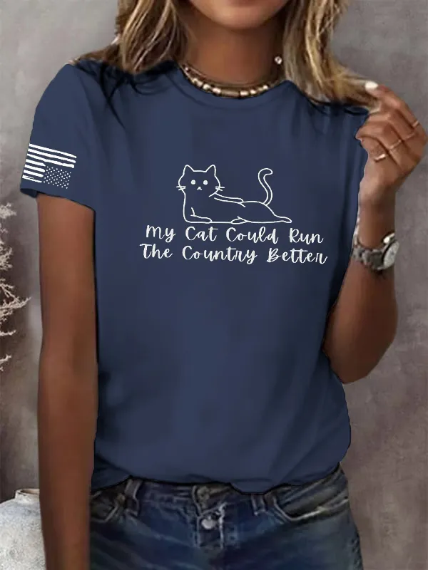 Women'S T-Shirt Women'S FDT Printed Round Neck T-Shirt Cartoon Pattern And Letter Print