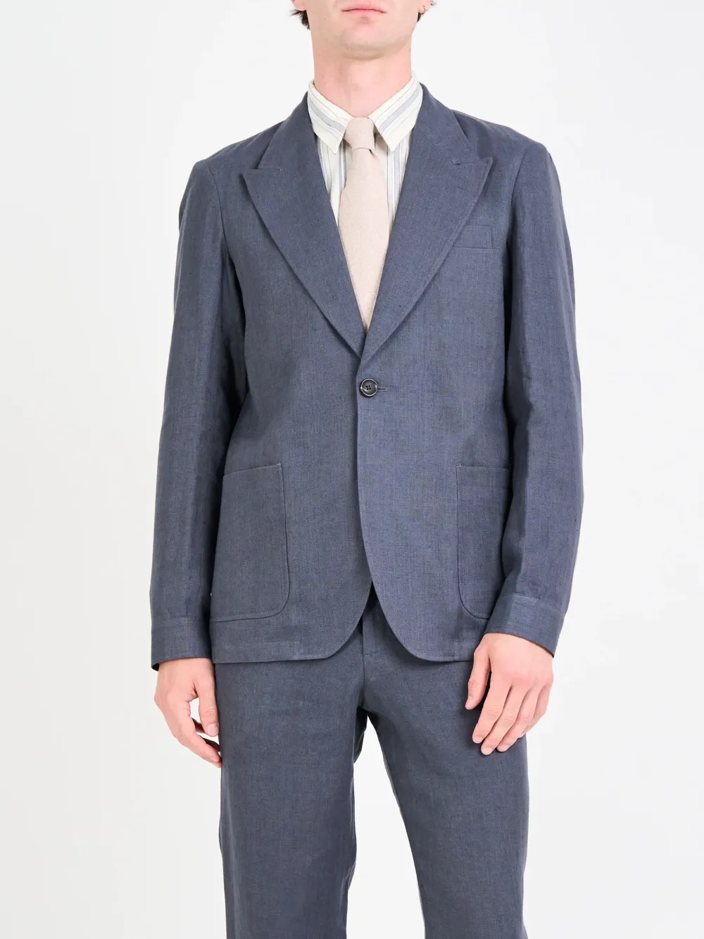 Grey Casual Style Lapel Linen Blazer