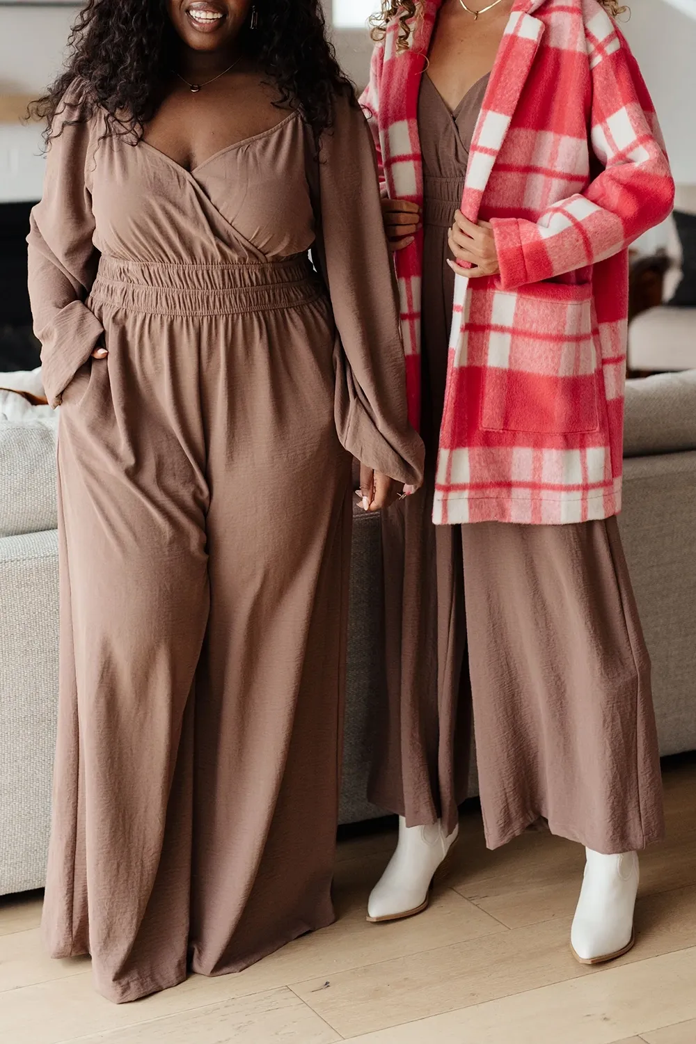 Brown Comfortable Waist-Cinching  Jumpsuit
