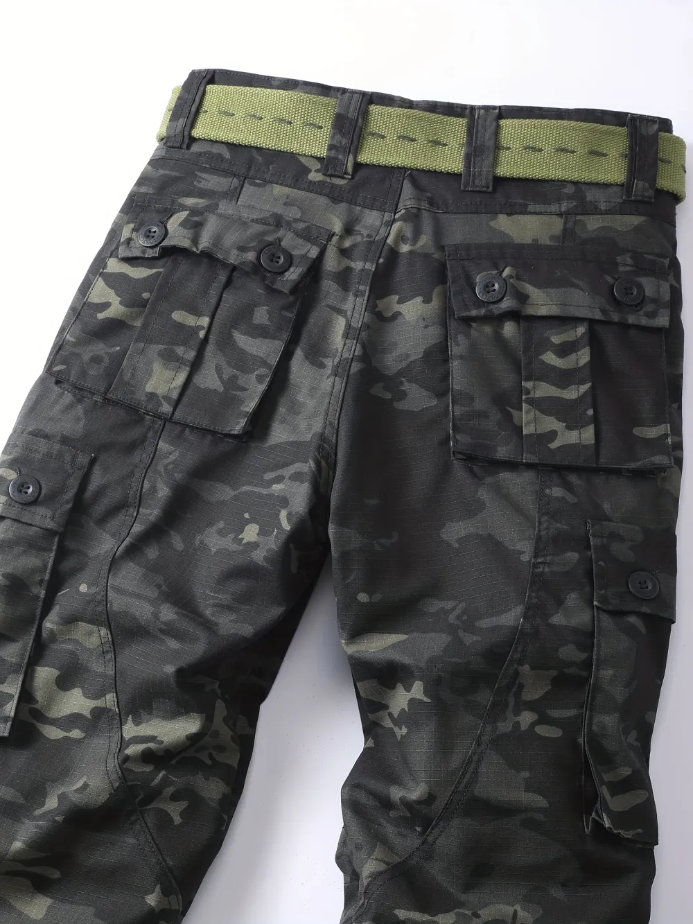 Men's Camouflage Print Tactical Cargo Pants, 8 Pockets Outdoor Hiking Work Trousers