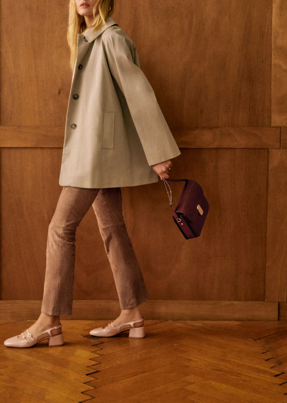 Light Beige Mid-Length Oversize Trench Coat