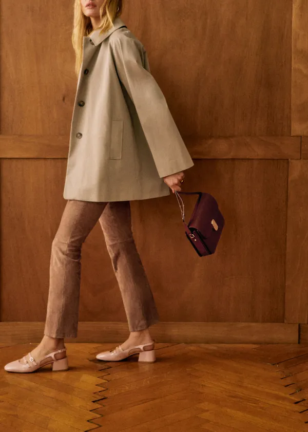 Light Beige Mid-Length Oversize Trench Coat