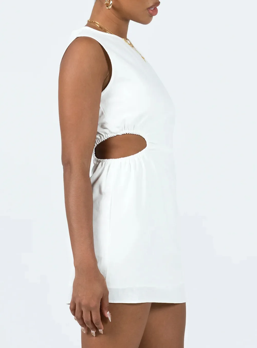 Sleeveless Green Waist Cinching Mini Dress