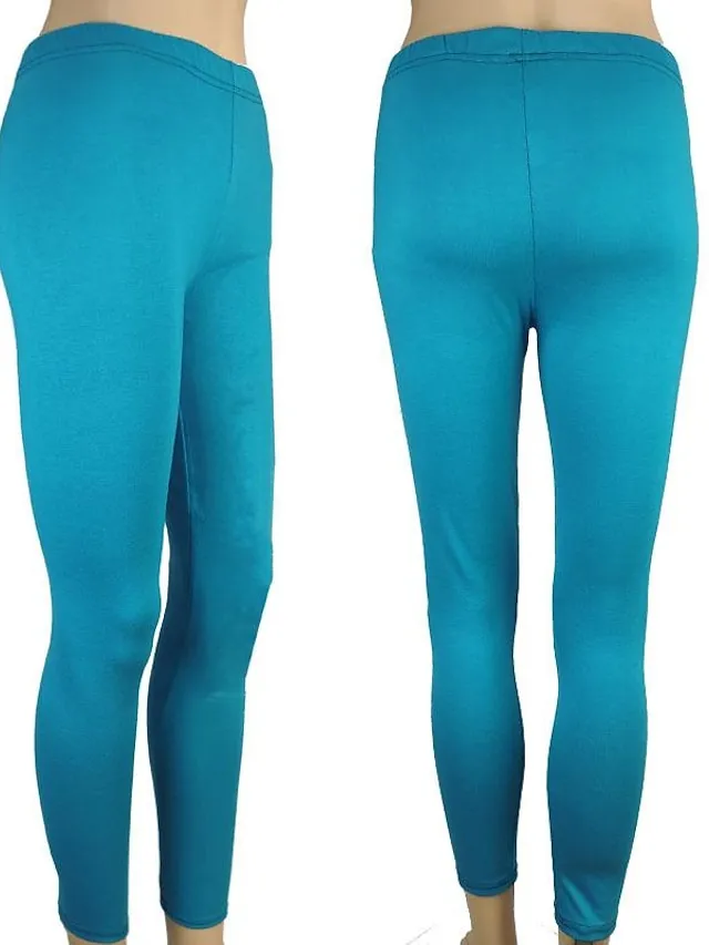 Women's Solid Leggings Lake blue Sapphire Wine Red Mid Waist Fashion Tights Casual Weekend High Elasticity Full Length Tummy Control Plain S M L XL 2XL / Skinny