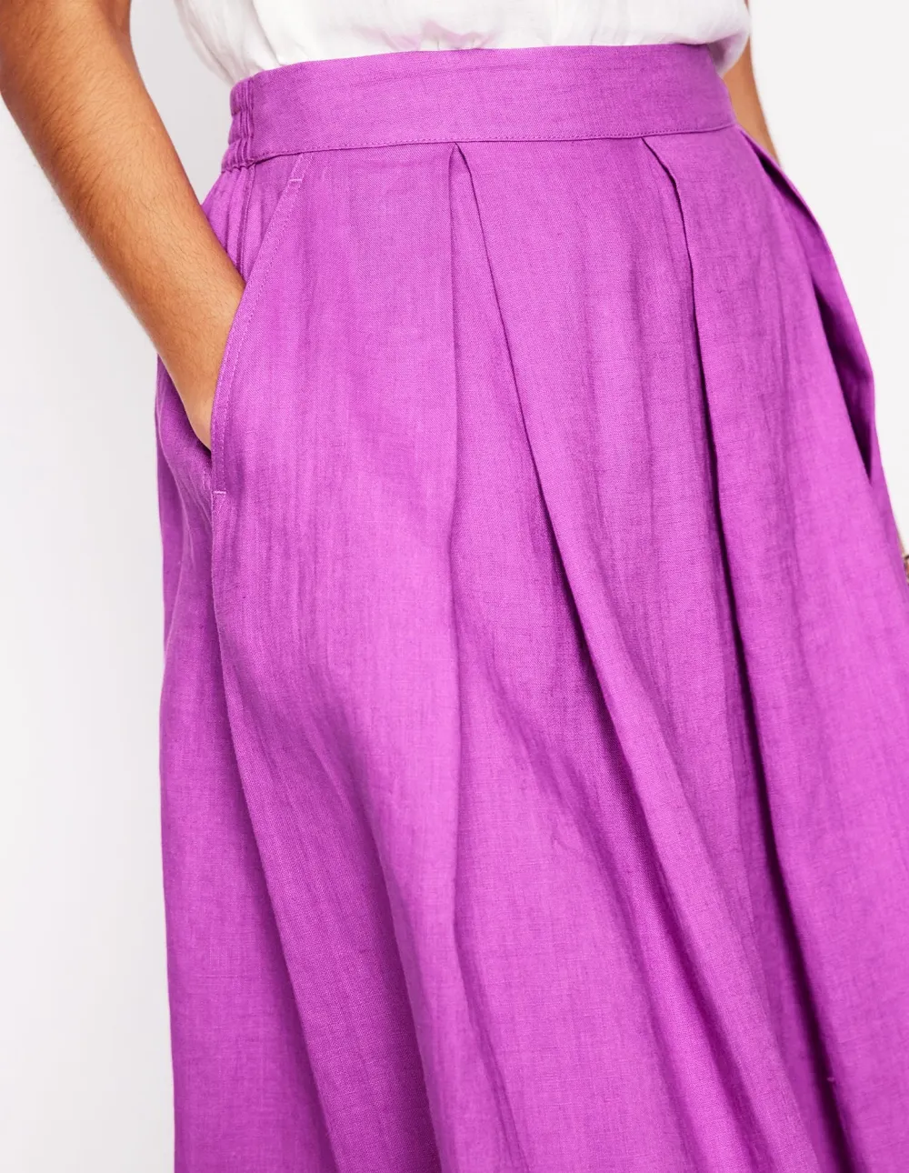 Linen Midi Skirt -Foxglove Purple