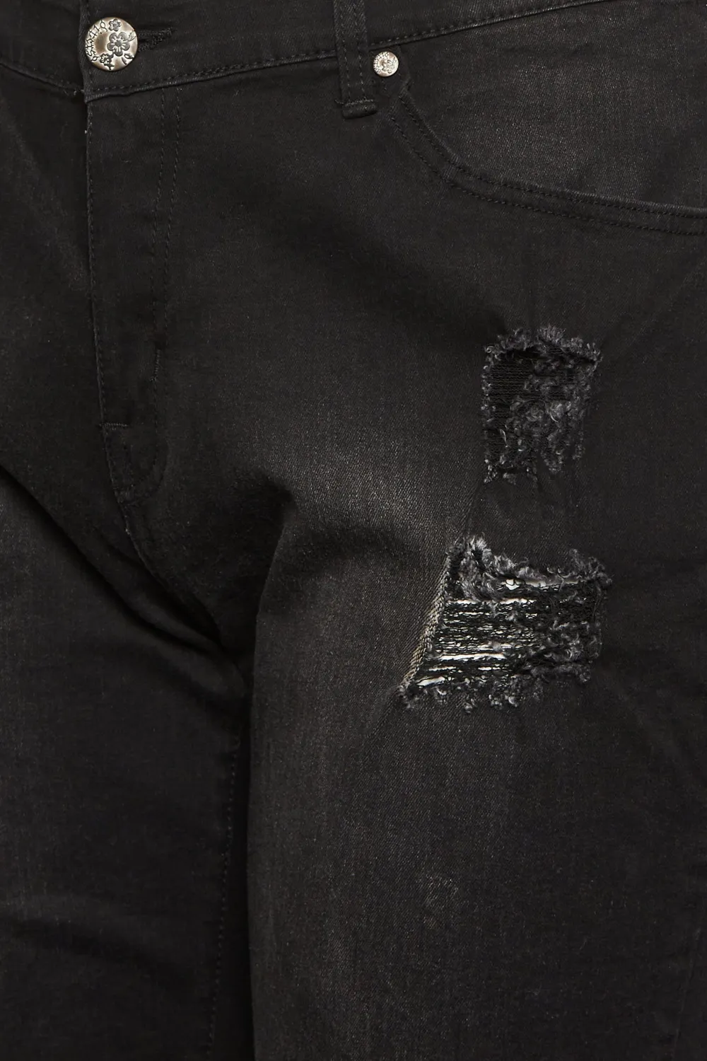 YOURS Curve Black Distressed Denim Shorts