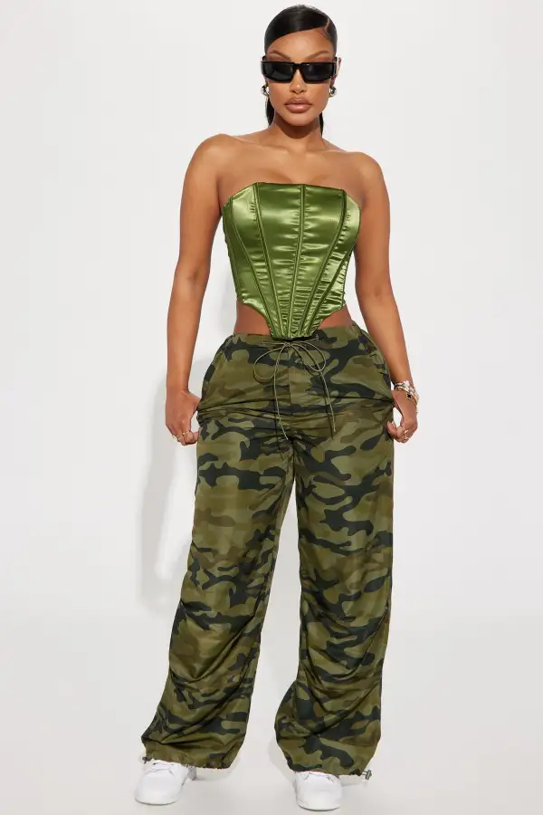 Happily Ever After Satin Corset Top - Olive