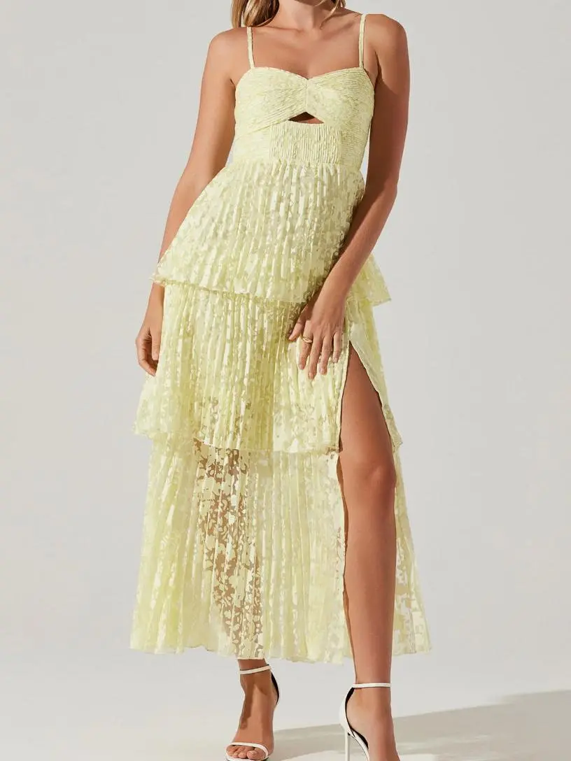 Emmi Tiered Keyhole Cutout Maxi Dress