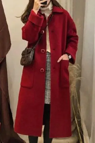 Solid Hepburn Single-Breasted Coat