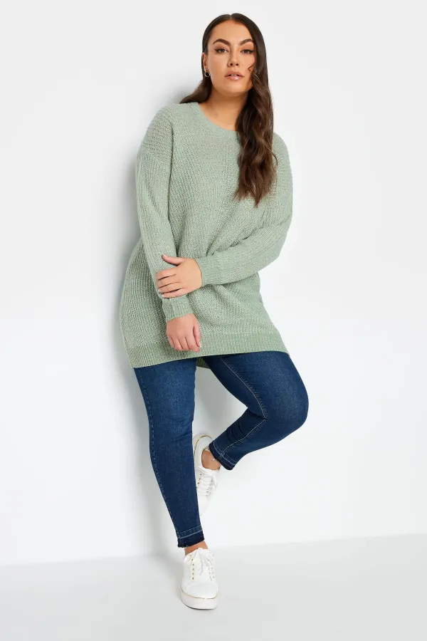 YOURS Curve Sage Green Essential Knitted Jumper
