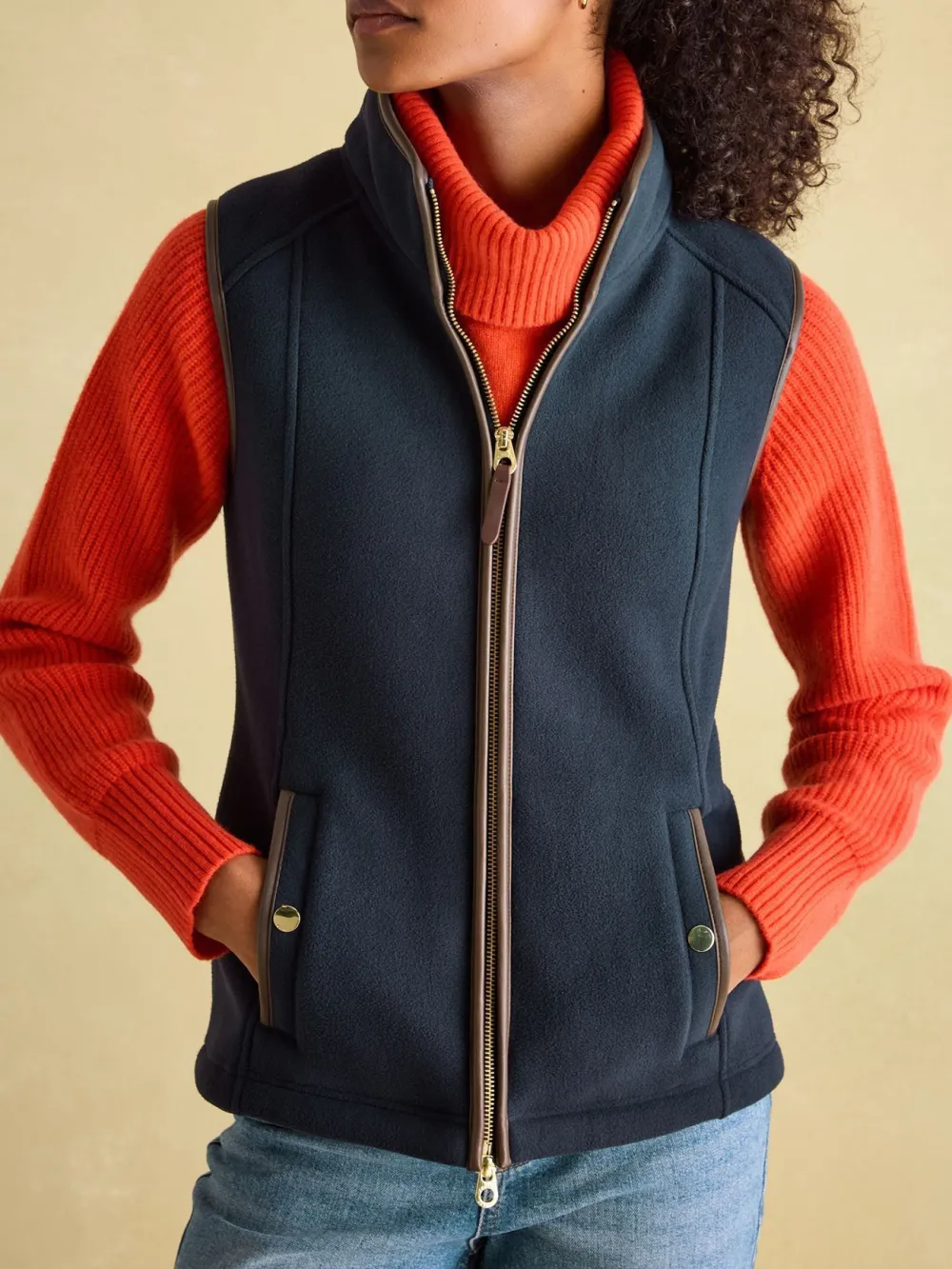Navy Slight Stretch Fleece Gilet