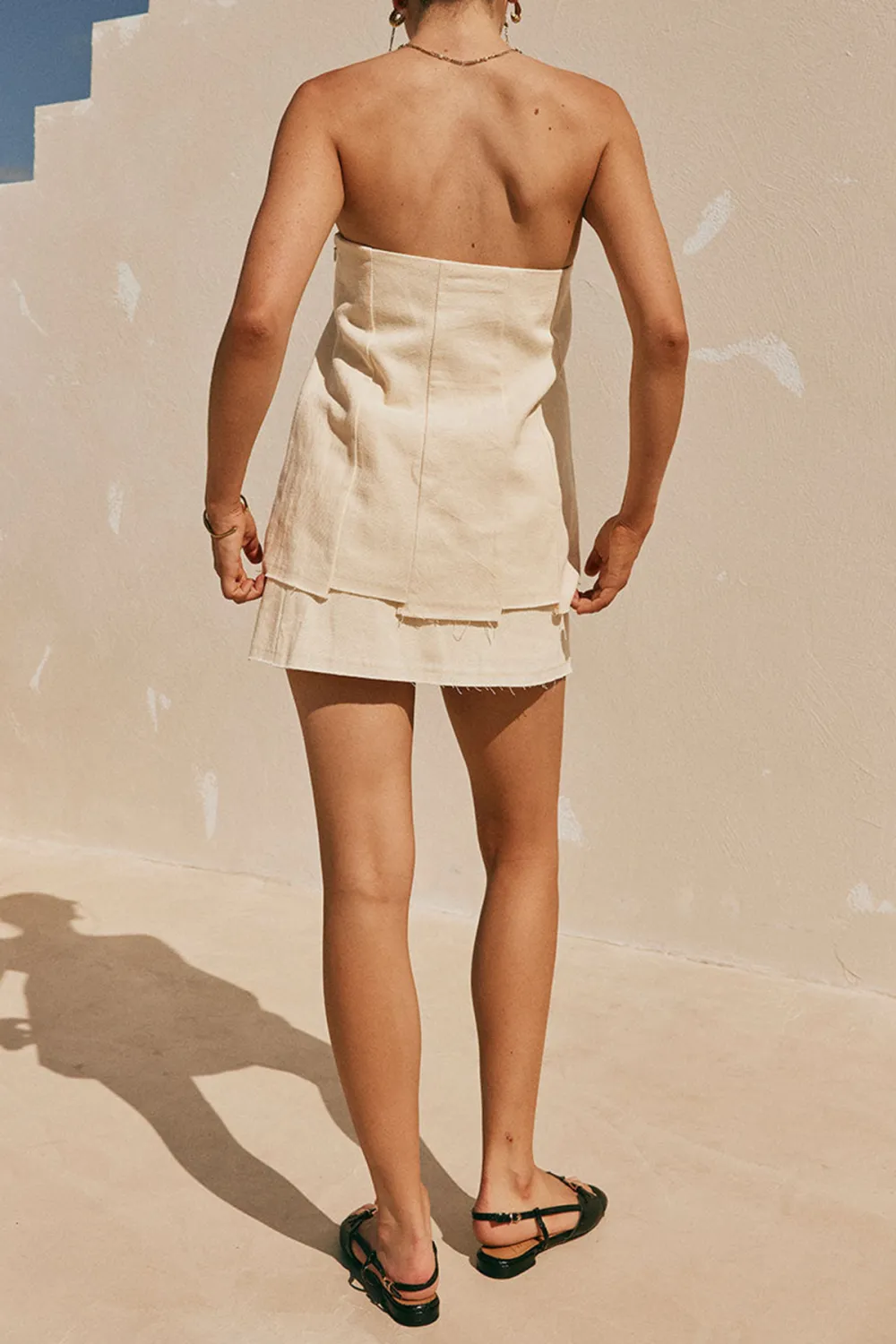 Strapless Layered Linen Top