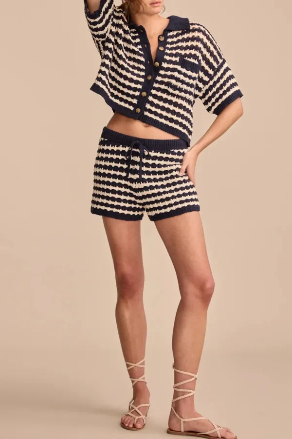 Drawstring Waist Turtledove Pointelle Short