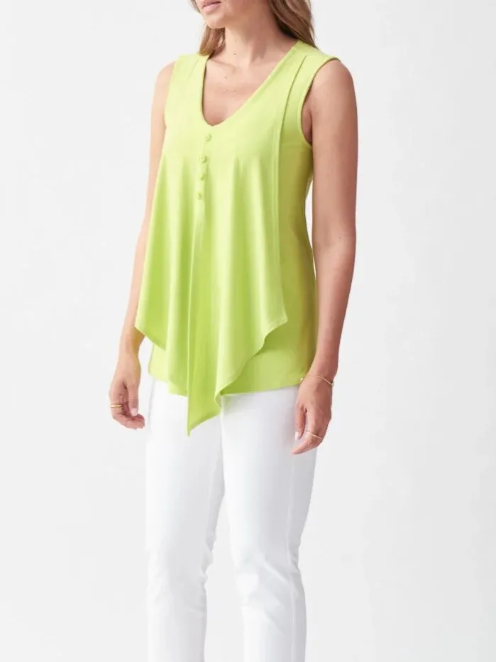 Lime Green Asymmetric Sleeveless Blouse
