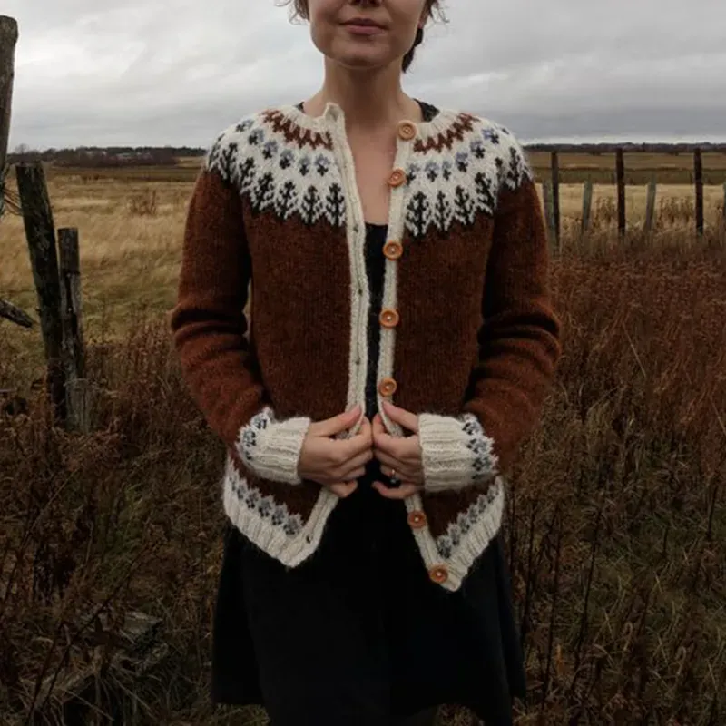 Vintage Button Icelandic Cozy Warm Sweater