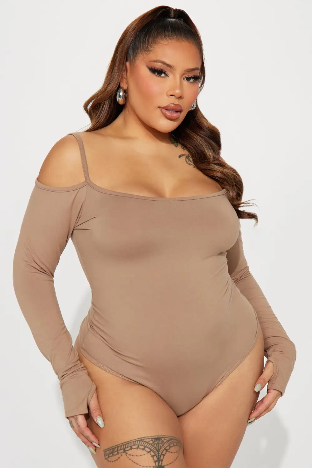 Dani Off Shoulder Bodysuit - Taupe