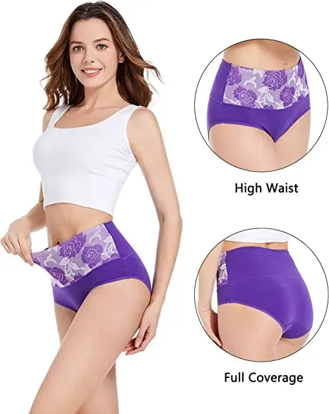 (🔥Last Day Promotion-SAVE 50% OFF) --Cotton High Waist Tummy Control Leak proof Panties Rose Jacquard Ladies Panty Multipack(3PCS/SET)-BUY 2 SETS GET 10% OFF & FREE SHIPPING