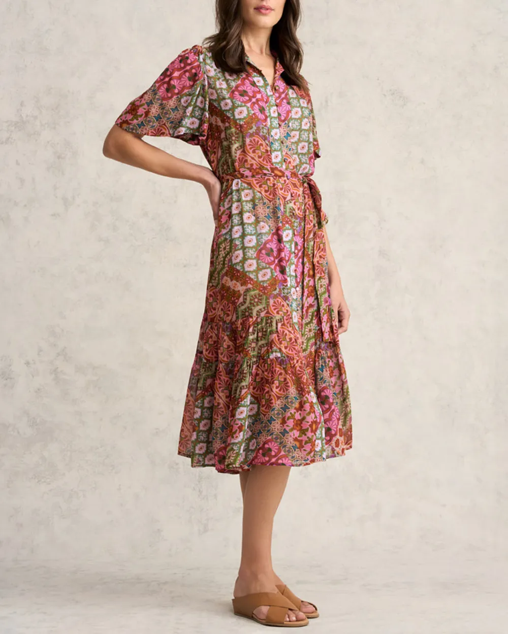 Georgette Flutter Sleeve Dress