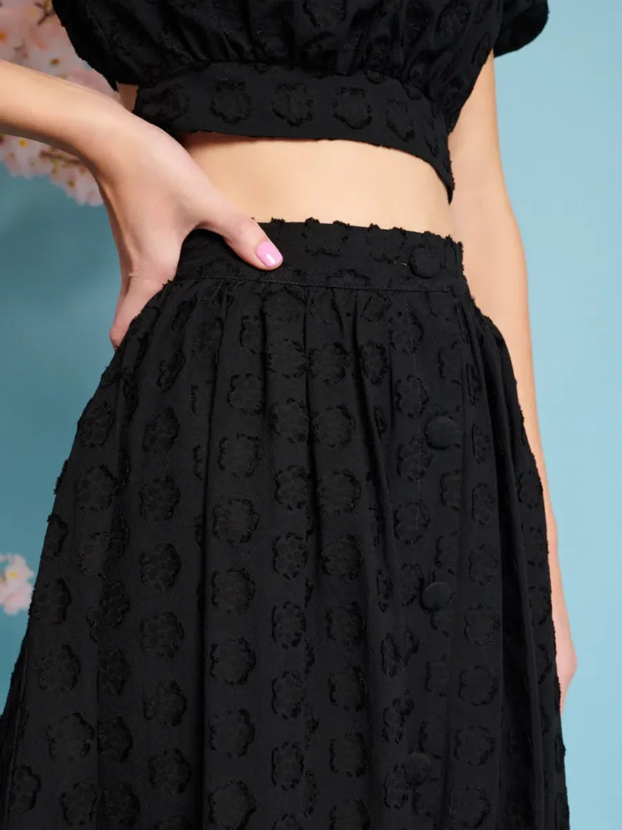 Soft Fabrics Jacquard Midi Skirt