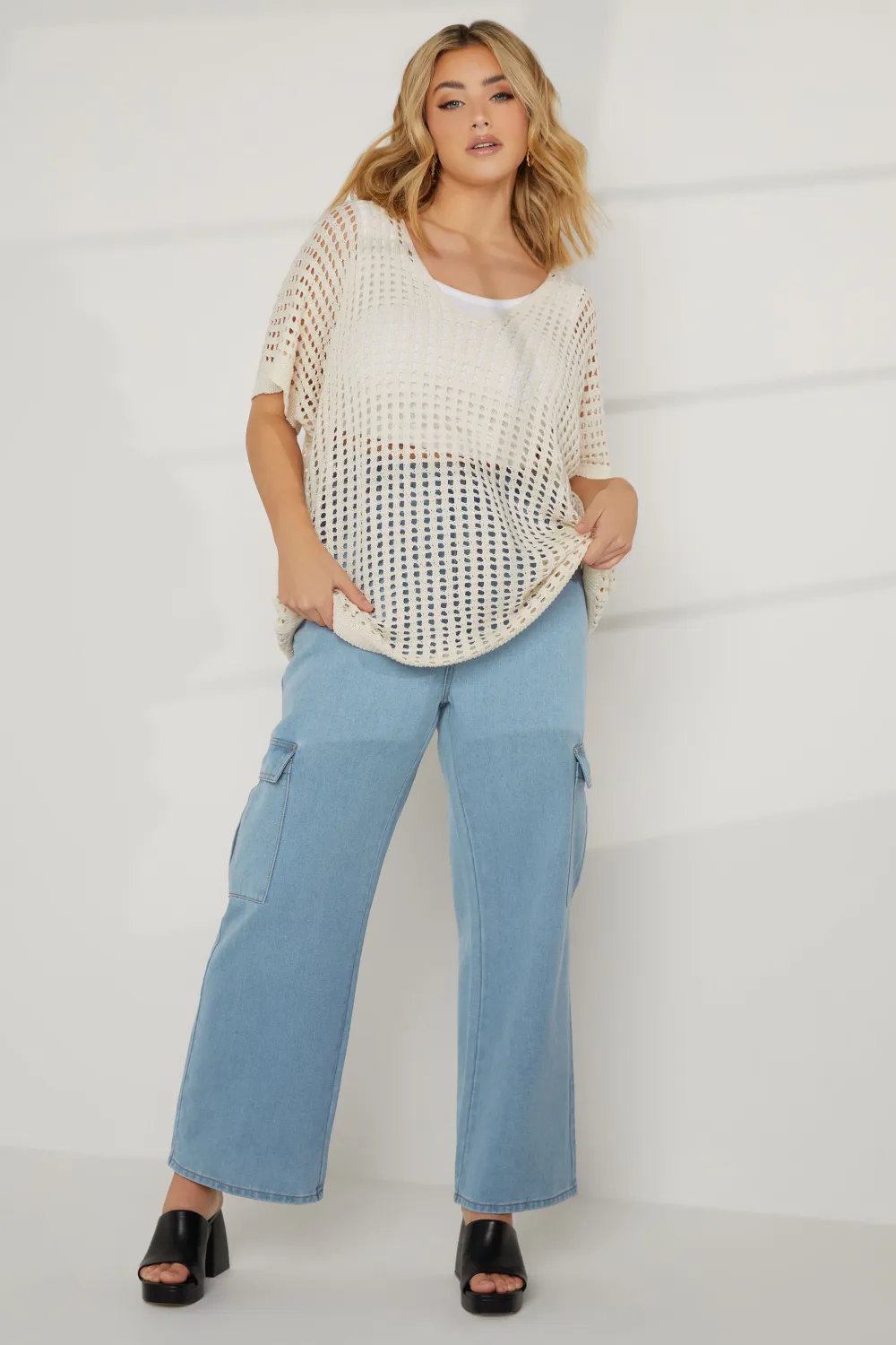 YOURS Curve Stone Brown Cargo Jeans