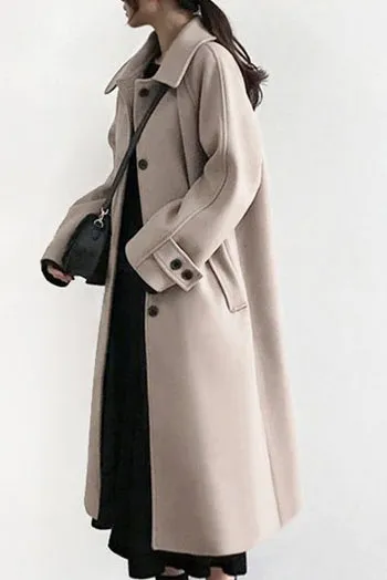 Solid Single Breasted Collar Coat