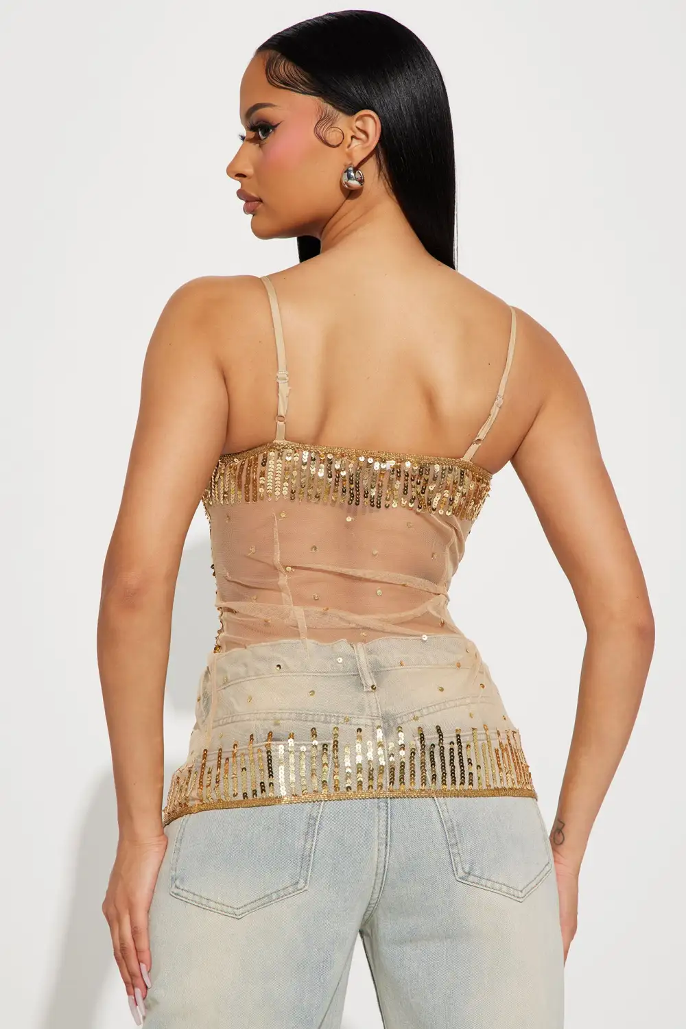 Out For The Night Embellished Top - Gold