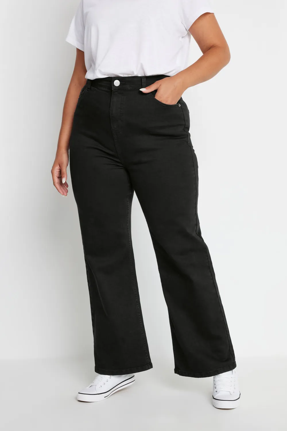 YOURS Curve Black Wide Leg Denim Jeans