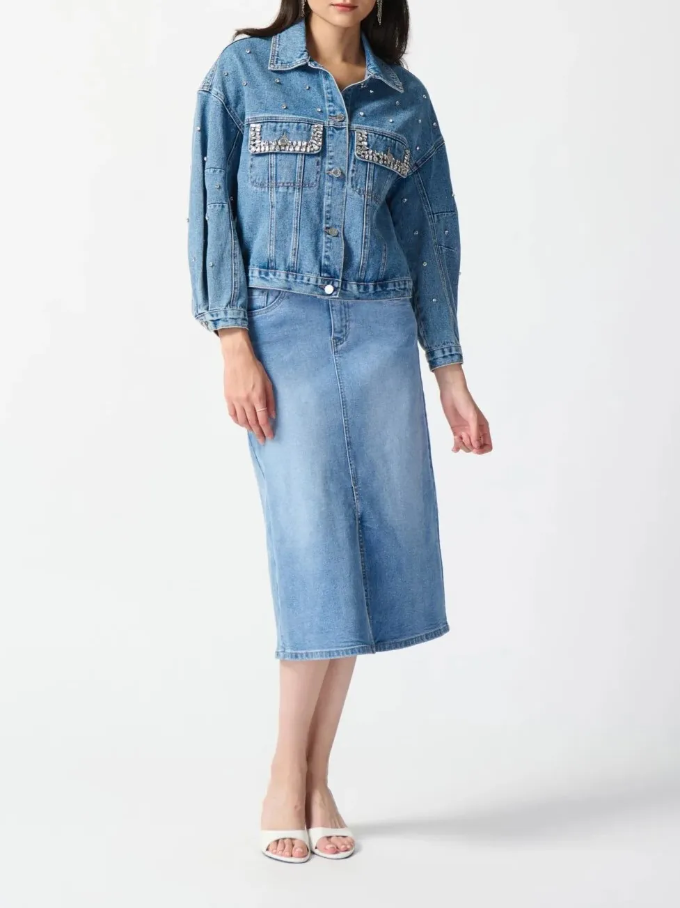 Embellished Light Blue Denim Jacket