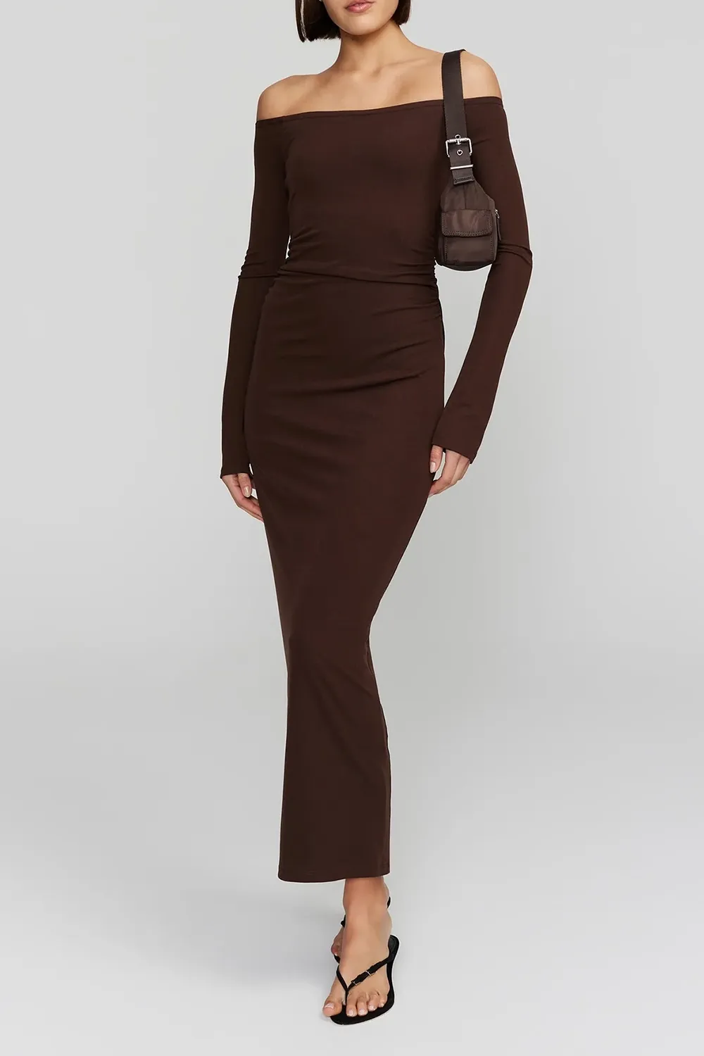 Off - Shoulder Long - Sleeve Maxi Dress