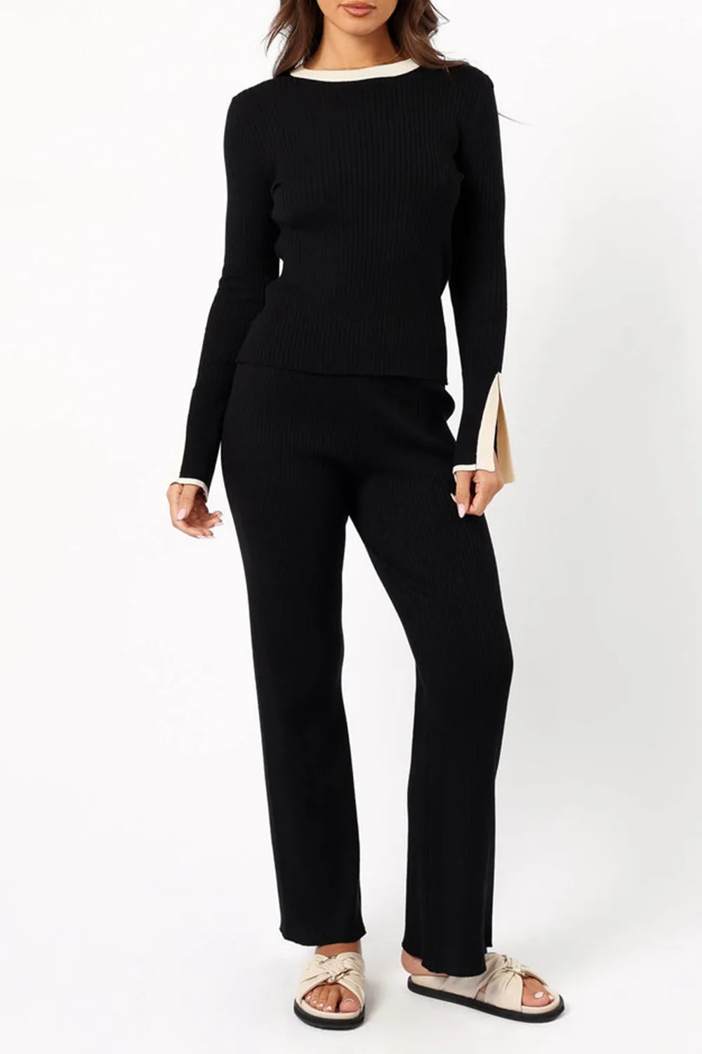 BLACK KNIT PANT