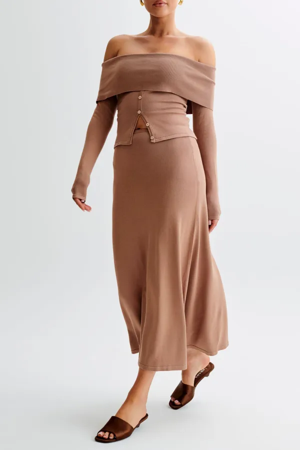 Buttoned Off Shoulder Knit Top