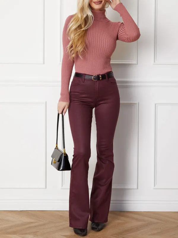 Rose Ribbed Turtleneck Bodysuit