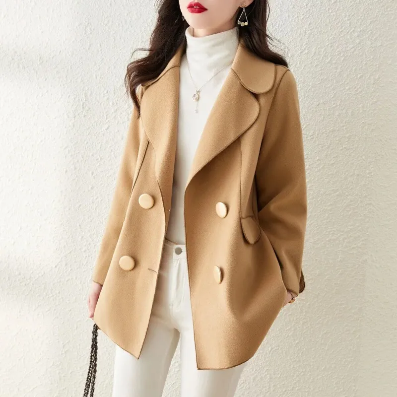 Double Face Lapel Camel Coat