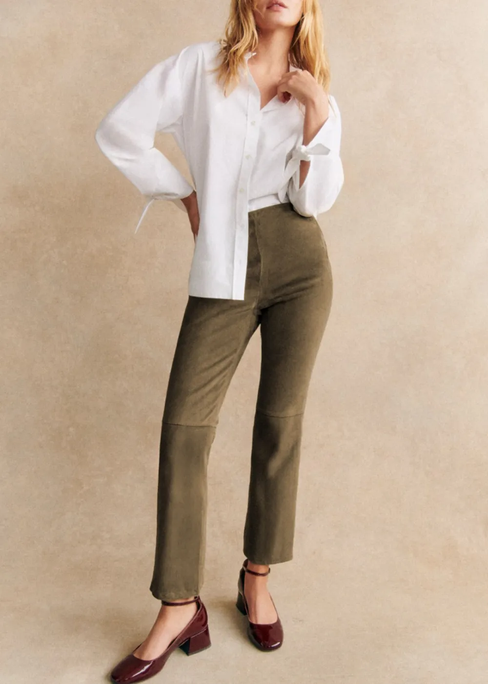 High Waisted Flared Cropped Trousers